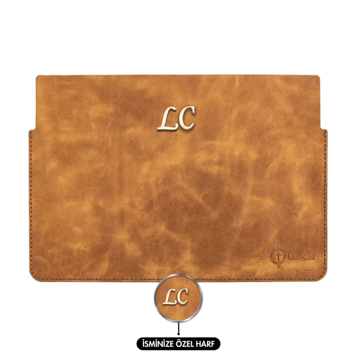İsme Özel Macbook Kılıfı - %100 Rainbow Deri - ET02002 - Camel