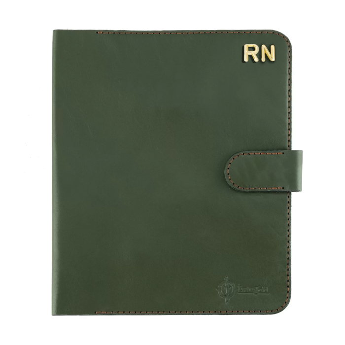 İsme Özel Çıtçıtlı Fonksiyonlu Macbook Organizer - %100 Tiesto Deri - ET02003 - Haki