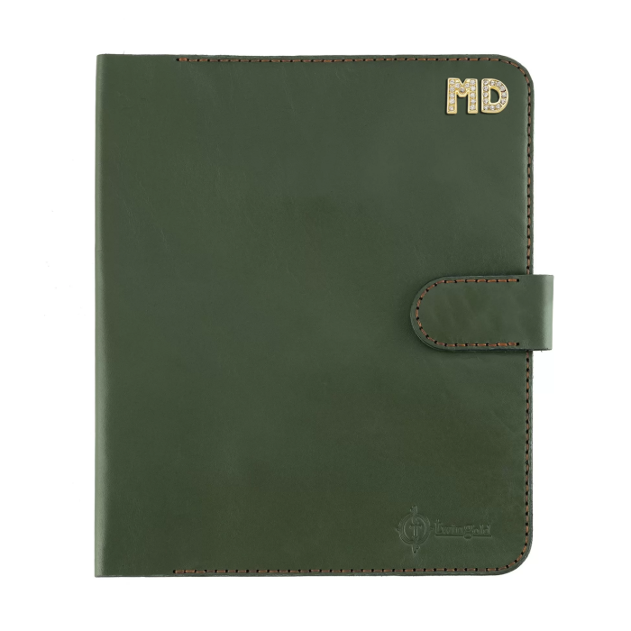 İsme Özel Çıtçıtlı Fonksiyonlu Macbook Organizer - %100 Tiesto Deri - ET02003 - Haki