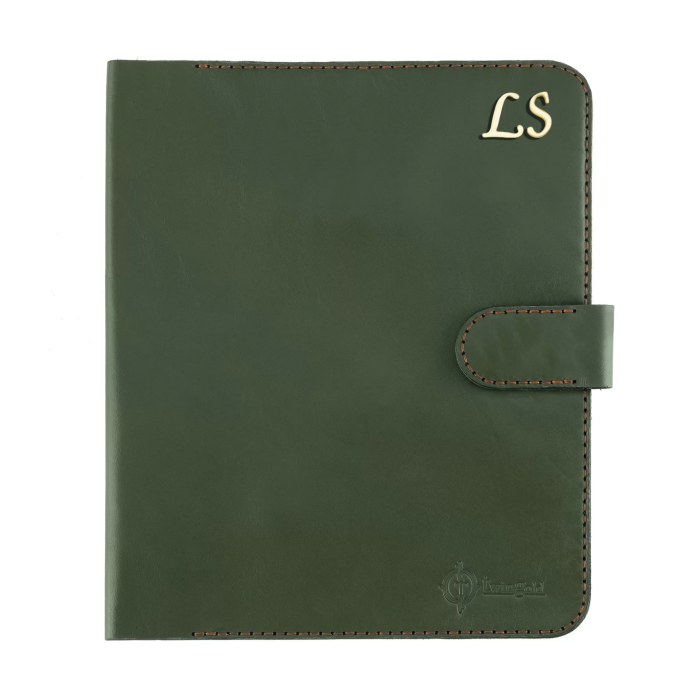 İsme Özel Çıtçıtlı Fonksiyonlu Macbook Organizer - %100 Tiesto Deri - ET02003 - Haki