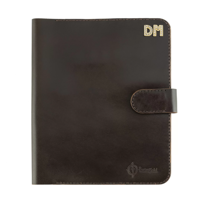 İsme Özel Çıtçıtlı Fonksiyonlu Macbook Organizer - %100 Tiesto Deri - ET02003 - Koyu Kahverengi