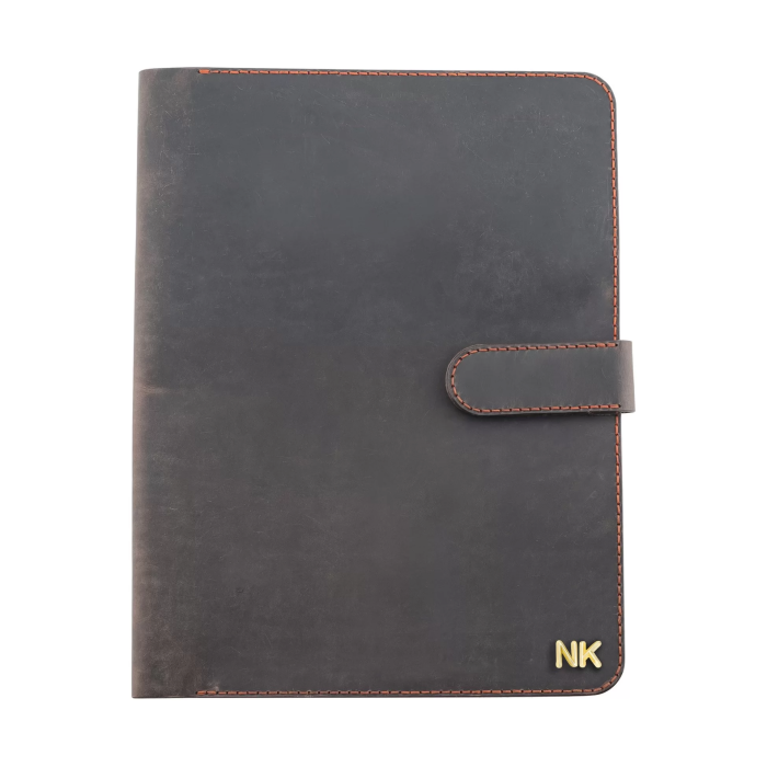 İsme Özel Çıtçıtlı Fonksiyonlu Macbook Organizer - %100 Crazy Deri - ET02004 - Kahverengi