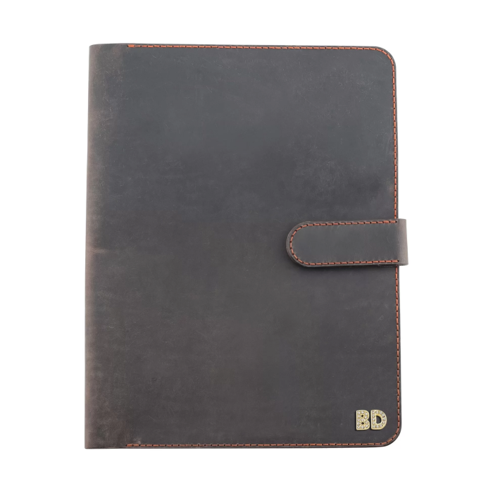 İsme Özel Çıtçıtlı Fonksiyonlu Macbook Organizer - %100 Crazy Deri - ET02004 - Kahverengi