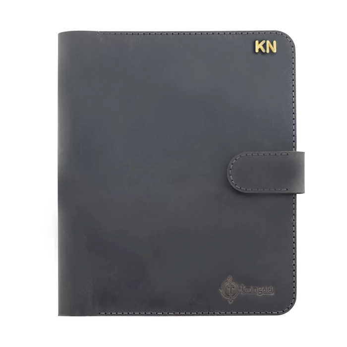 İsme Özel Çıtçıtlı Fonksiyonlu Macbook Organizer - %100 Crazy Deri - 11 (11 İnç) - ET02004 - Antrasit