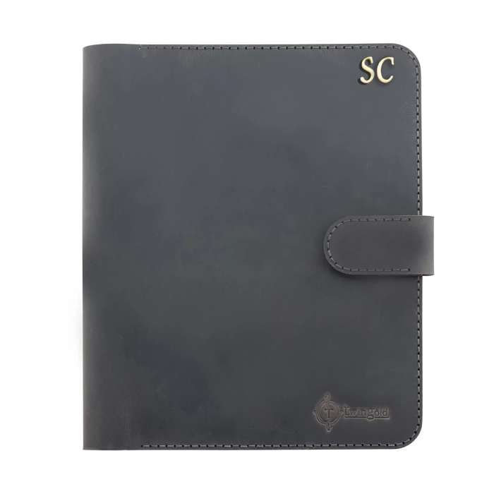 İsme Özel Çıtçıtlı Fonksiyonlu Macbook Organizer - %100 Crazy Deri - 11 (11 İnç) - ET02004 - Antrasit