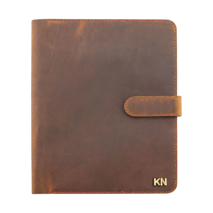 İsme Özel Çıtçıtlı Fonksiyonlu Macbook Organizer - %100 Crazy Deri - ET02004 - Taba