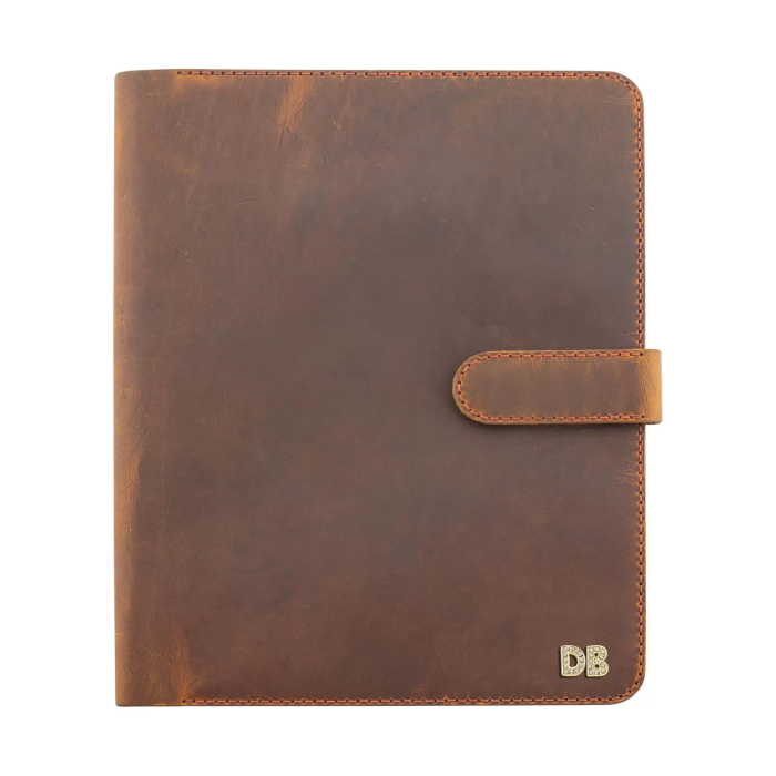 İsme Özel Çıtçıtlı Fonksiyonlu Macbook Organizer - %100 Crazy Deri - ET02004 - Taba