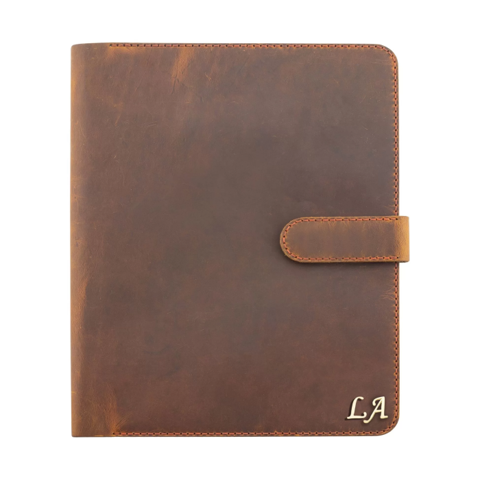 İsme Özel Çıtçıtlı Fonksiyonlu Macbook Organizer - %100 Crazy Deri - ET02004 - Taba