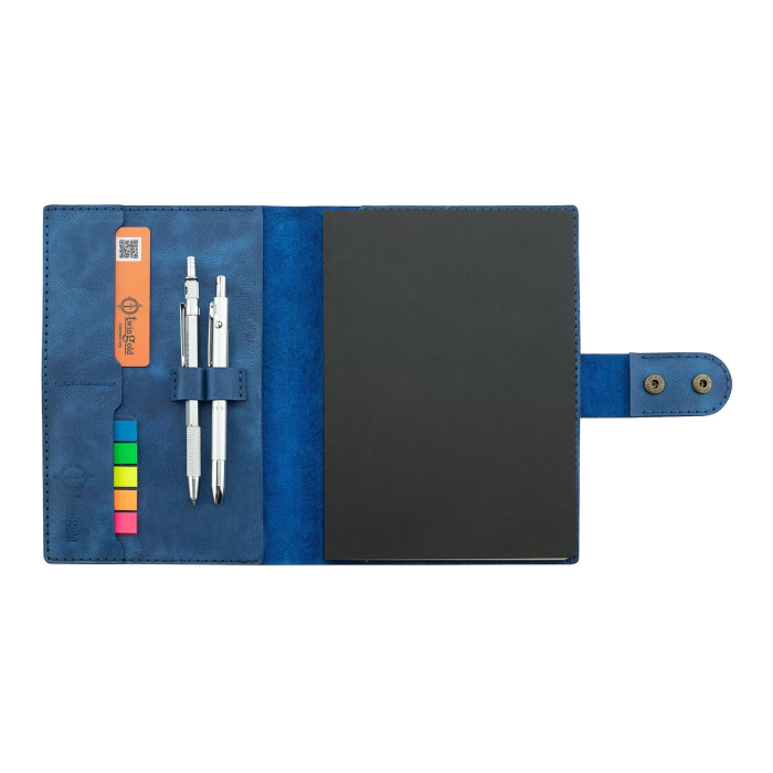 A5 Defter ve Ajanda Kılıfı - %100 Rainbow Deri - KO10001 - Saks Mavisi