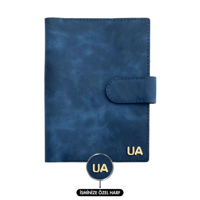 A5 Defter ve Ajanda Kılıfı - %100 Rainbow Deri - KO10001 - Saks Mavisi