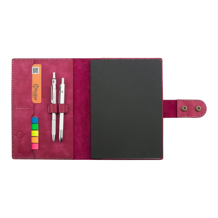 A5 Defter ve Ajanda Kılıfı - %100 Rainbow Deri - KO10001 - Fuşya