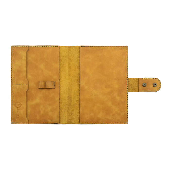 A5 Defter ve Ajanda Kılıfı - %100 Rainbow Deri - KO10001 - Hardal Sarısı