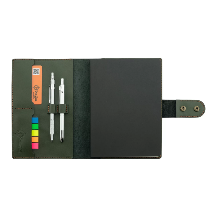 A5 Defter ve Ajanda Kılıfı - %100 Tiesto Deri - KO10002 - Haki