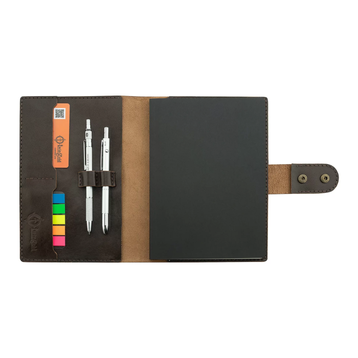 A5 Defter ve Ajanda Kılıfı - %100 Tiesto Deri - KO10002 - Koyu Kahverengi