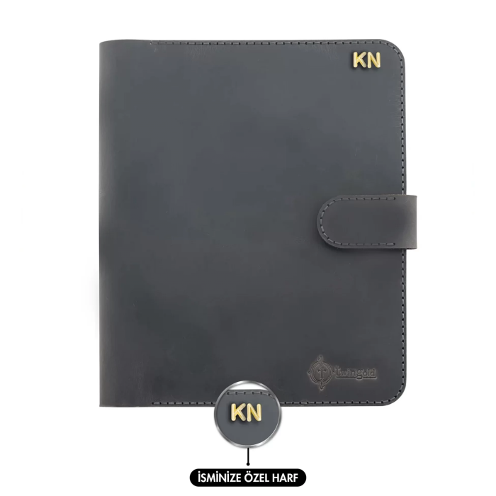 A5 Defter ve Ajanda Kılıfı - %100 Crazy Deri - KO10003 - Antrasit