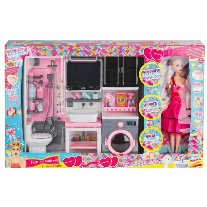 OYD-02393 Bebek ile Banyo Seti Oyun Zamanı -Oydaş Oyuncak