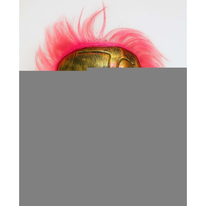 Wild Skull - Bakır Kafatası Pembe Saçlı İskelet Maske