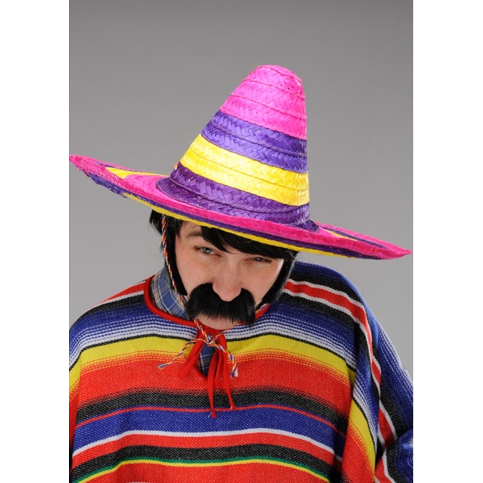 NessiWorld Sombrero Meksika Şapkası Renkli Örme Hasır Yetişkin Boy