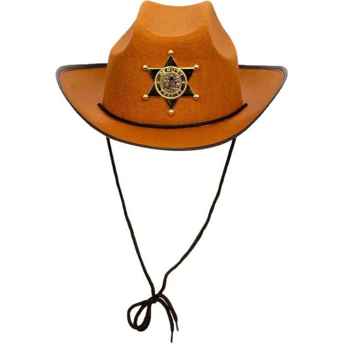 Kovboy Şerif Şapkası Kahve 12 Adet - Kostüm, Parti ve Gösteri Şapkası