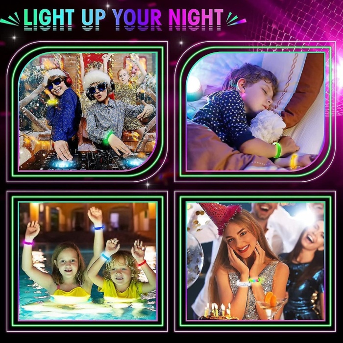 Led Işıklı Pilli Işıklı Rengarenk Kalın Bileklik Işıklı Bilezik Karışık Renk 1 Adet