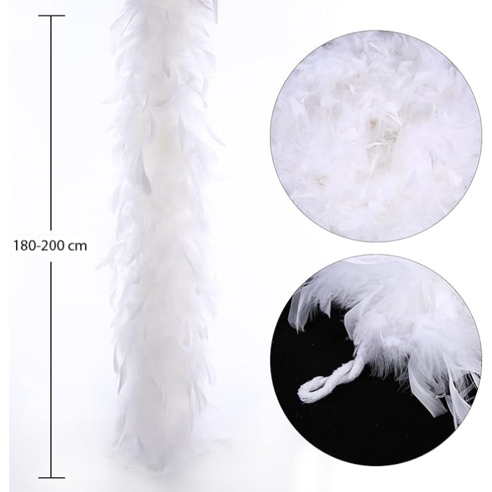 Beyaz Renk Kabarık Kalın Otriş Boa Tüy 6 cm Genişlik 180-200 cm Uzunluk