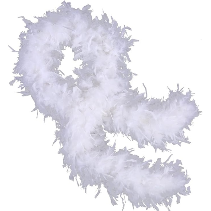 Beyaz Renk Kabarık Kalın Otriş Boa Tüy 6 cm Genişlik 180-200 cm Uzunluk