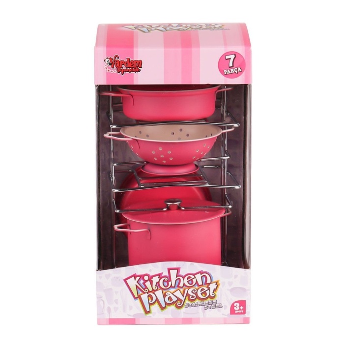 ATF-683G-6 Raflı Pembe Tencere Tava Seti 7 Parça NessiWorld