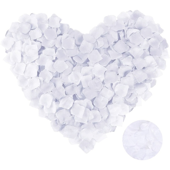 Beyaz Renk Gül Yaprağı Şekilli Konfeti 1 Paket 100 Adet