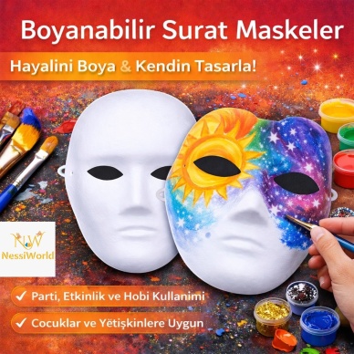Boyanabilir Surat Model Maske – Lastikli | Kendin Tasarla