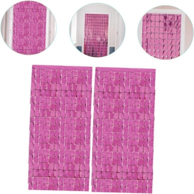 NessiWorld Ekstra Metalize Rose Gold Renk Disko Dikdörtgen Kesim Kapı Perdesi Dekorasyon 1x2 Metre