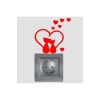 Kuyrukları Kalp Olmuş Kırmızı Kalpli Kedicikler Priz Sticker Etiket Kırmızı 2 Adet 88X91 mm