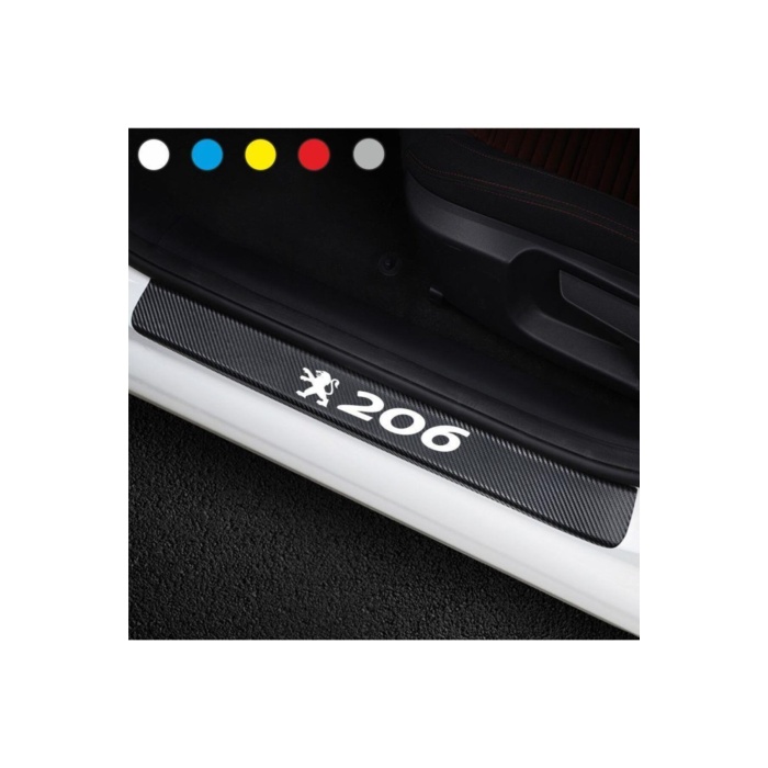 Peugeot 206 İçin Uyumlu Aksesuar Oto Kapı Eşiği Sticker Karbon 4 Adet