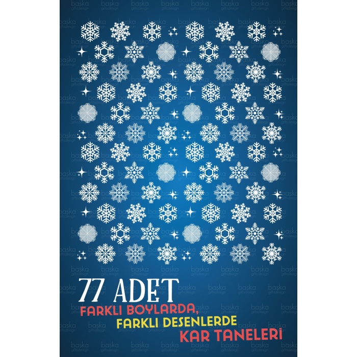 Yeni Yıl Kar Taneleri Sticker Seti - Kış Temalı Kar Taneleri