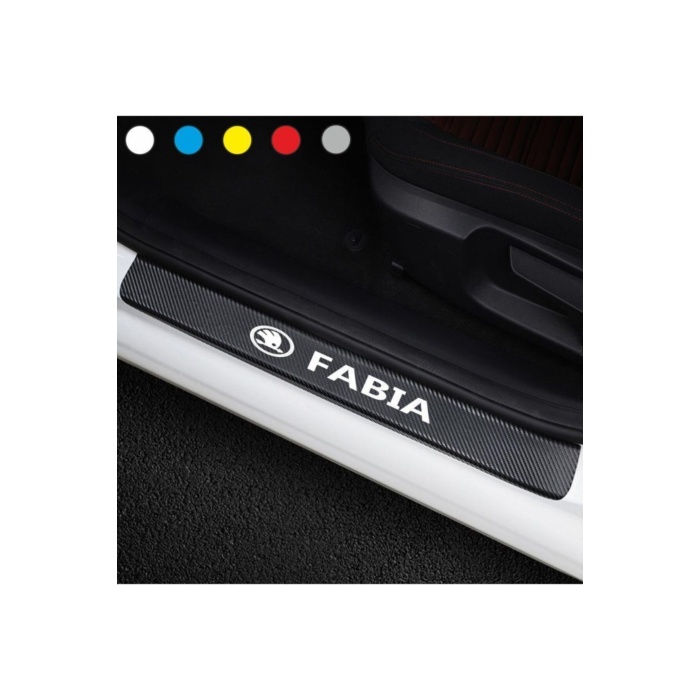 Skoda Fabia İçin Uyumlu Aksesuar Oto Kapı Eşiği Sticker Karbon 4 Adet