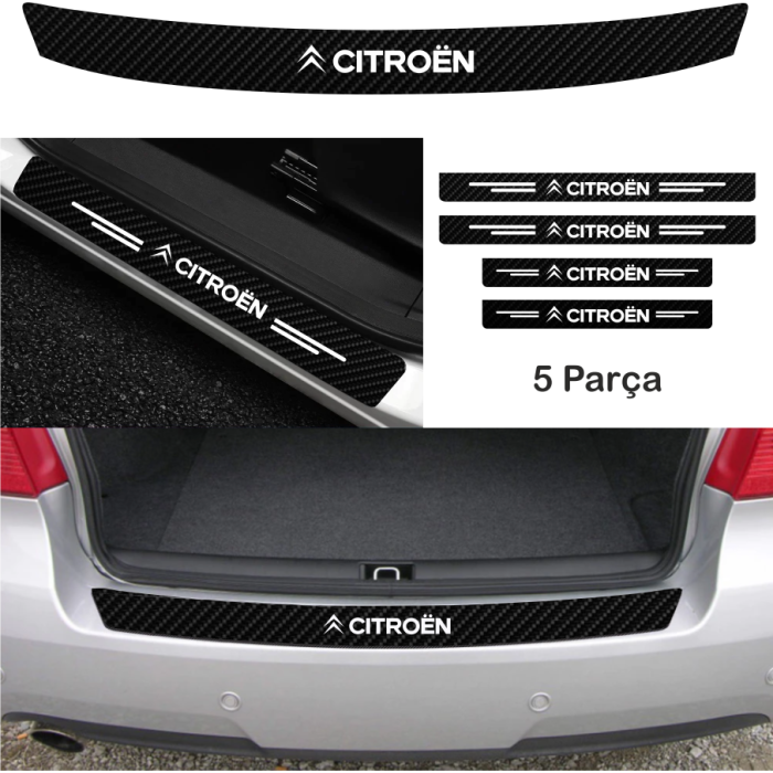 Citroen C6 İçin Uyumlu Aksesuar Oto Bağaj Ve Kapı Eşiği Sticker Set Karbon