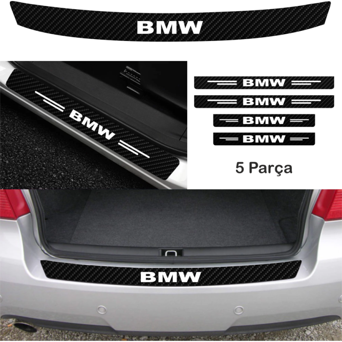 Bmw X5 İçin Uyumlu Aksesuar Oto Bağaj Ve Kapı Eşiği Sticker Set Karbon
