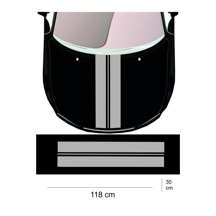 Oto Kaput Sticker 2 Kalın Çift Şerit 118*30 Cm