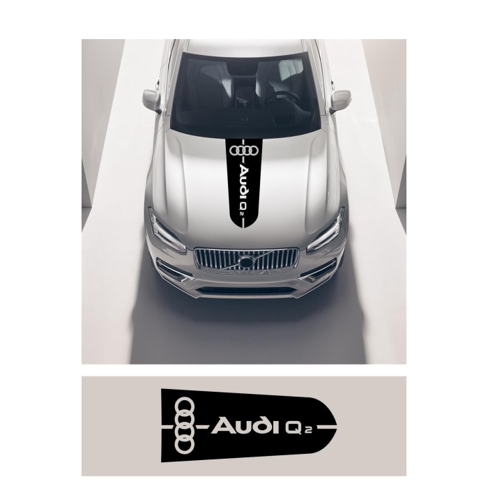 Audi Q2 İçin Uyumlu Aksesuar Oto Kaput Şerit Sticker 75 Cm