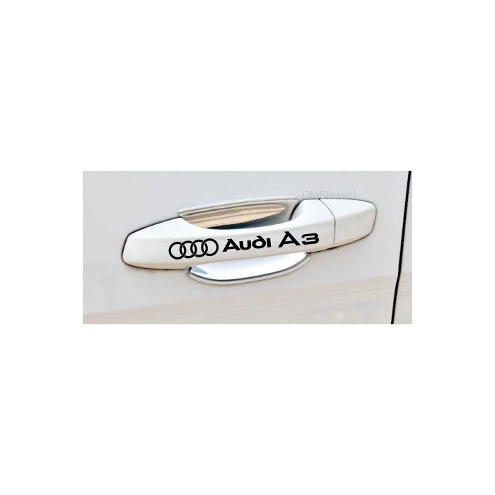 Audi A3 İçin Uyumlu Aksesuar Kapı Kolu Ve Jant Sticker Set 8 Adet 11*1.2 Cm