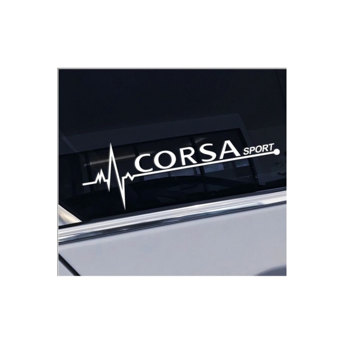 Opel Corsa Nabız Kalp Atışı Ritim Sticker 2 Adet Beyaz 18*6 Cm