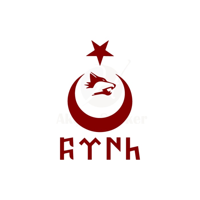 Ay Yıldız Kurt Göktürkçe Türk Sticker Kırmızı 30X20 cm