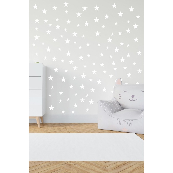 Bebek Ve Çocuk Odası Dekoratif Yıldız Sticker Beyaz