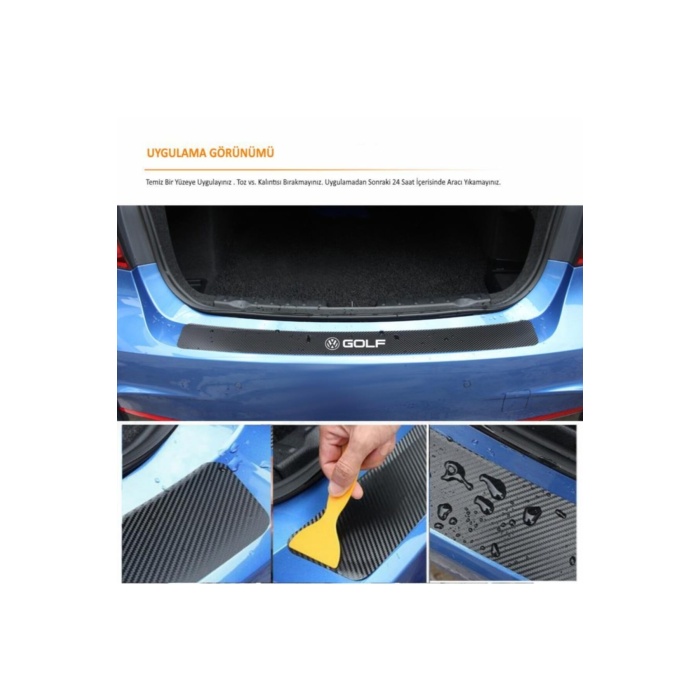 Fiat Egea İçin Uyumlu Aksesuar Arka Tampon Koruma Karbon Sticker 90*8 Cm