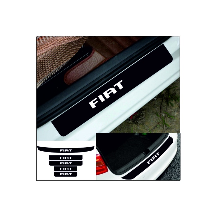 Fiat Linea İçin Uyumlu Aksesuar Bagaj Ve Oto Kapı Eşiği Sticker Piano Black Set