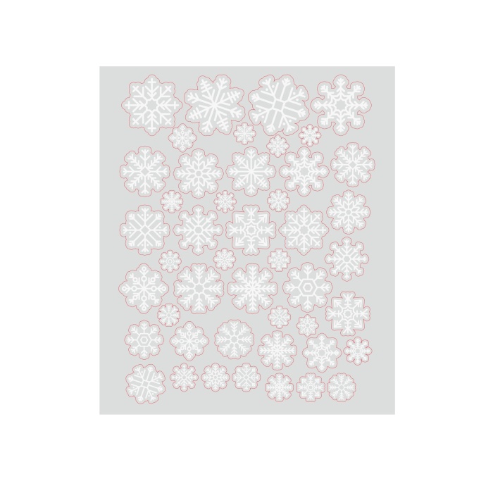 Yeni Yıl Kış Temalı Kar Taneleri Cam Vitrin Dekoru Yılbaşı Sticker 50 Adet