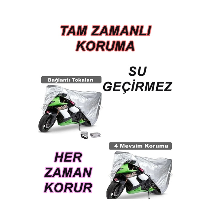 Truva Tr 100 Uyumlu Arka Çanta Miflonlu Premium 4 Mevsim Koruyan Motosiklet Brandası Gri