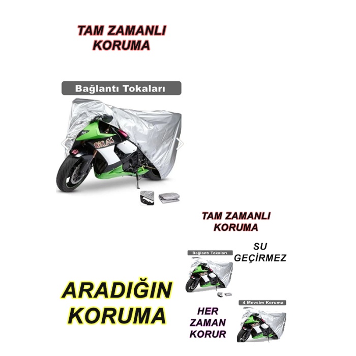 Truva Tr 125T-13 Uyumlu Miflonlu Premium 4 Mevsim Koruyan Motosiklet Brandası Gri
