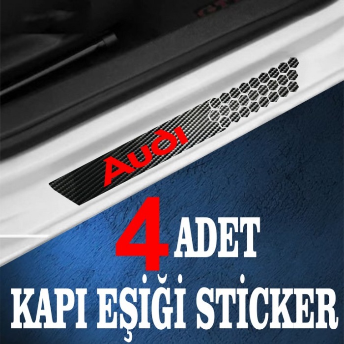 Audi uyumlu  özel Oto Kapı eşikleri Sticker Karbon 4 Adet