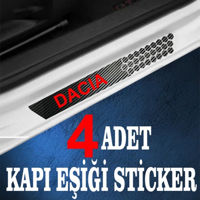 Dacia uyumlu  özel Oto Kapı eşikleri Sticker Karbon 4 Adet
