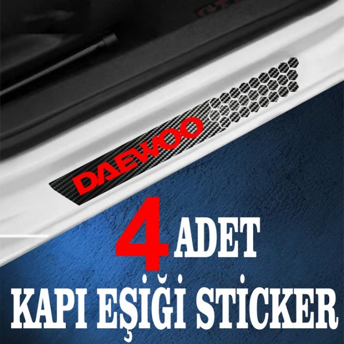 Daewoo uyumlu  özel Oto Kapı eşikleri Sticker Karbon 4 Adet